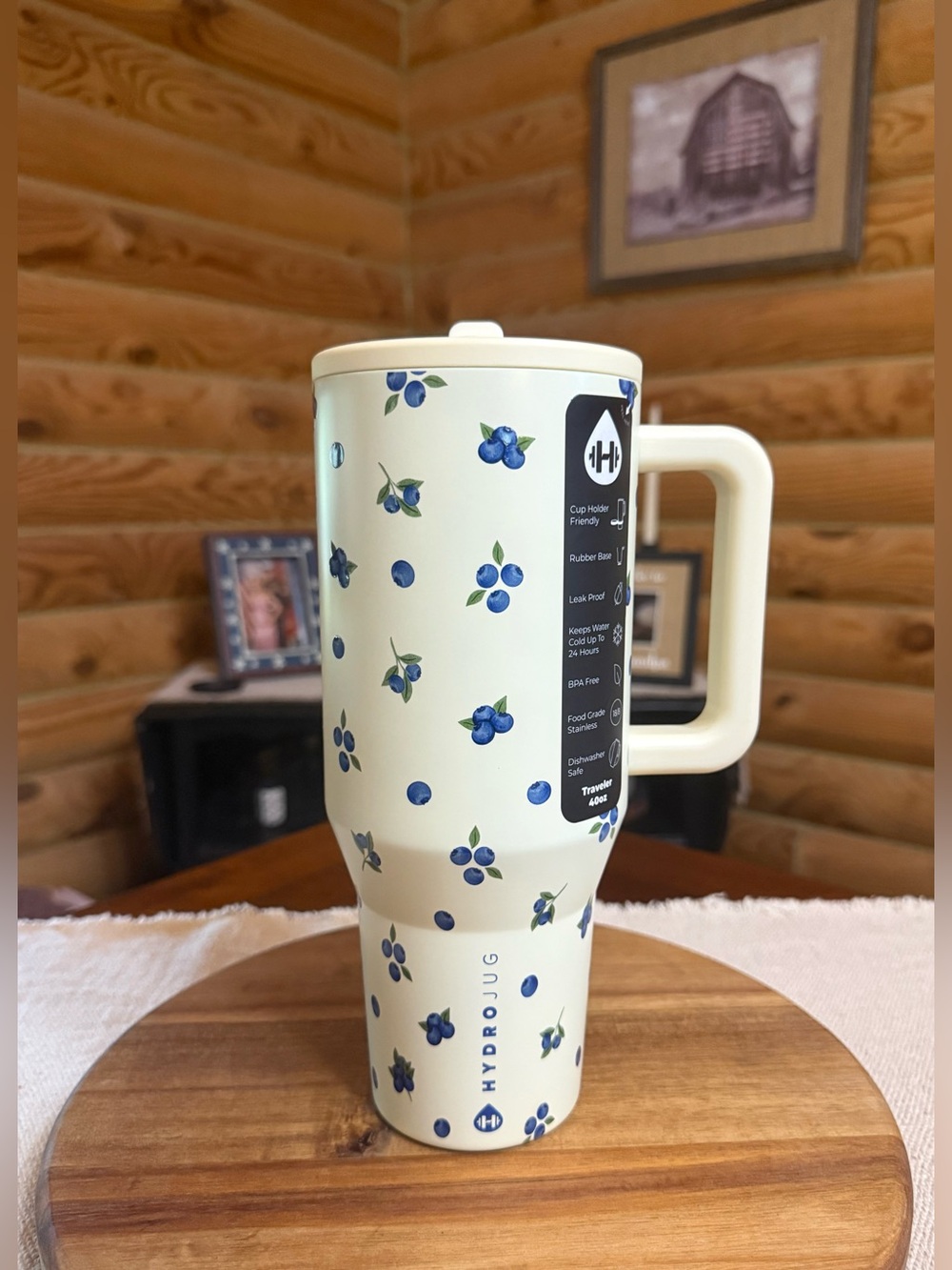 FRESHLY PICK’D Blueberries HydroJug 40oz Traveler Straw Tumbler